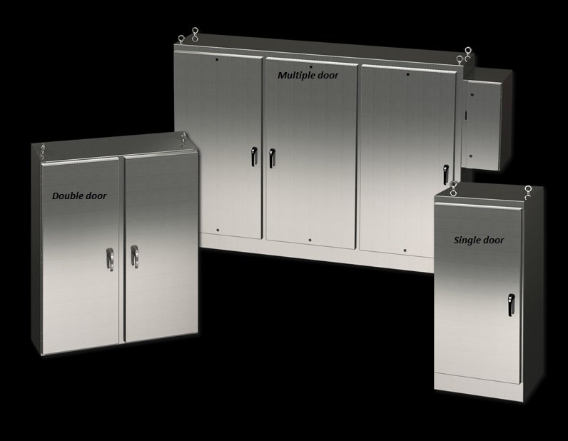 Single, double and multiple door floor mount electrical enclosure