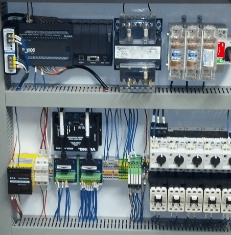 Electrical equipment in a control panel enclosure