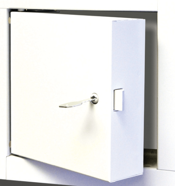 Recessed enclosure with reinforced door