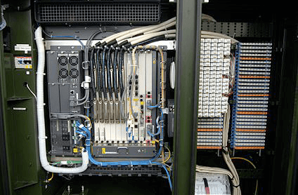 Fiber cabinet with fibers and copper