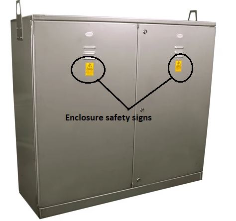 Enclosure safety sign