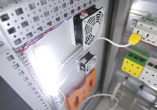 Radiating fans in an enclosure