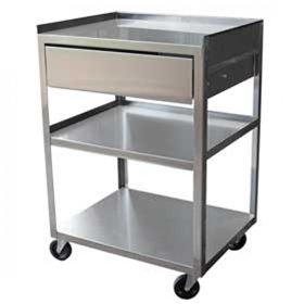 3 Rak dengan laci Troli Stainless Steel Medis
