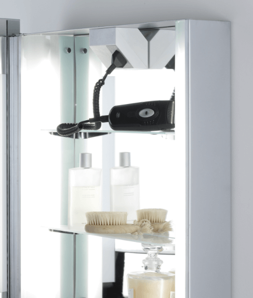 Soket alat cukur di lemari kamar mandi baja tahan karat