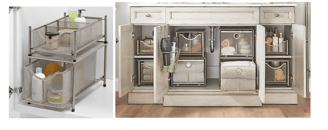 Organisasi penyimpanan lemari kamar mandi stainless steel