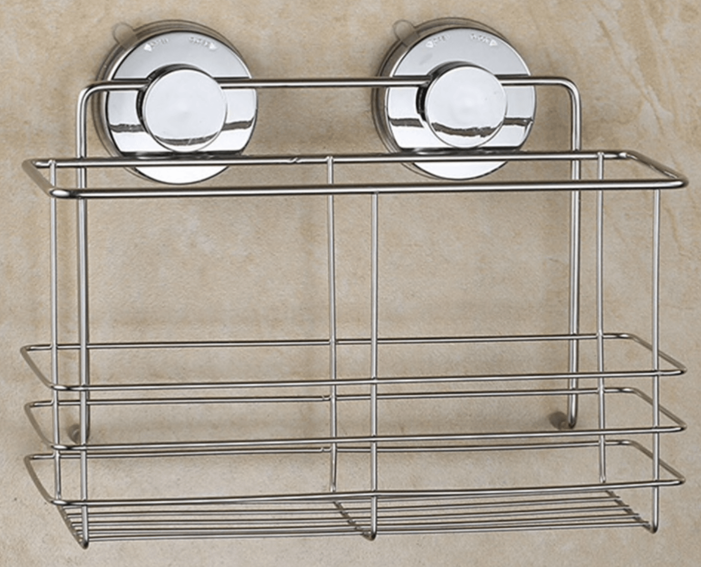 Tempat penyimpanan kamar mandi berbahan baja tahan karat dengan mangkuk penghisap