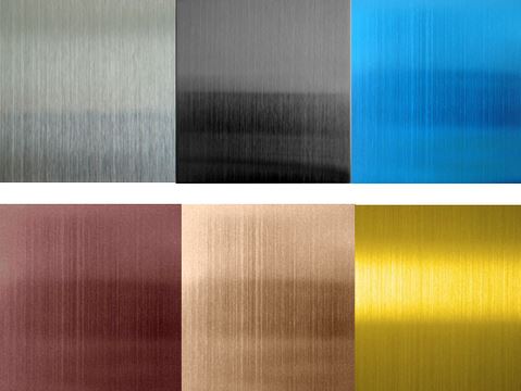 Diferentes cores de acabamento de linha fina de aço inoxidável