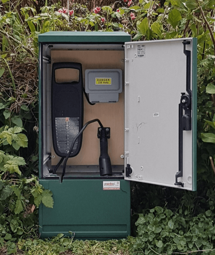 Compartments in a EV charger enclosure