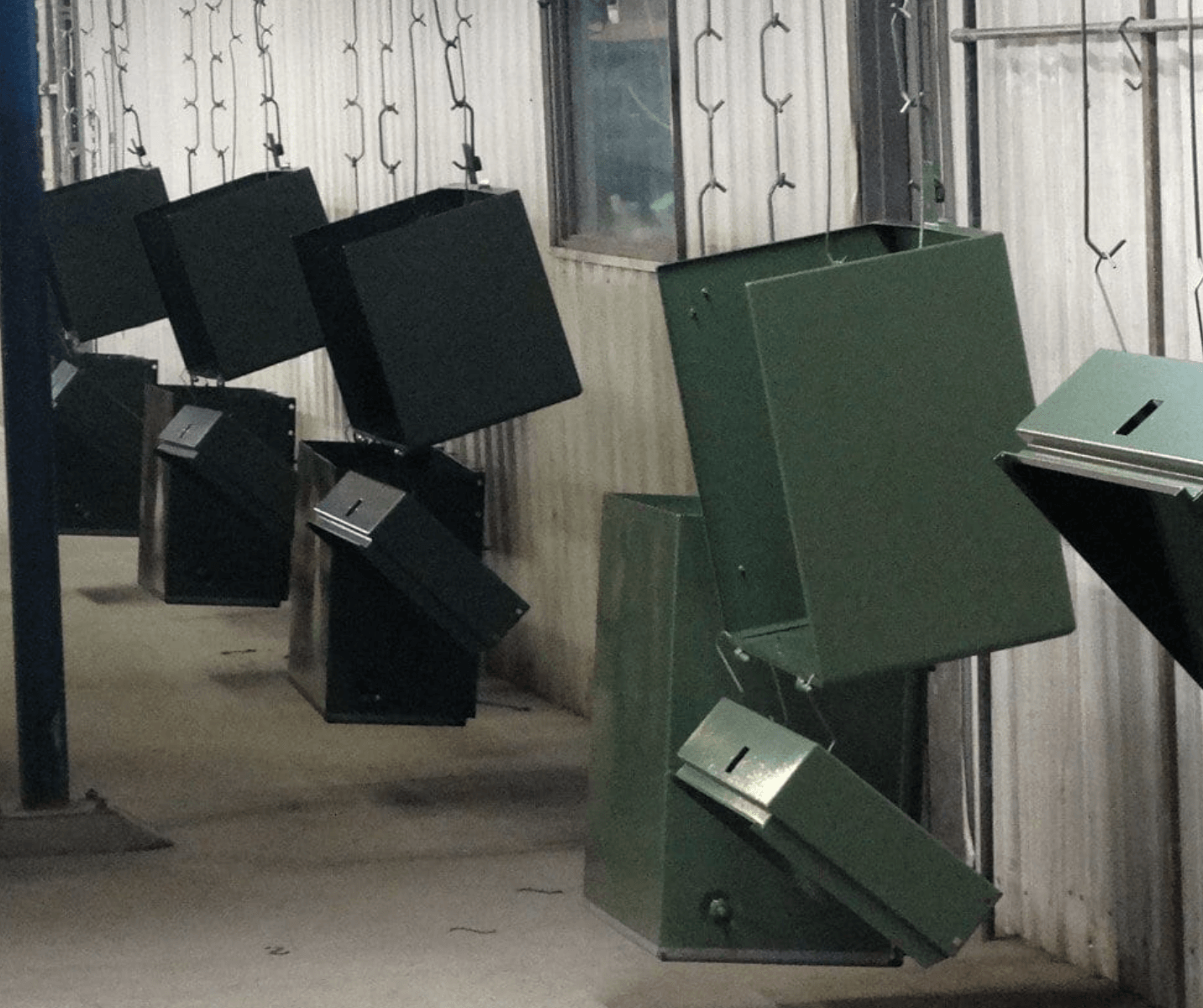 Different powder-coated enclosures