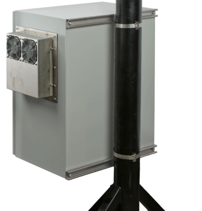 Pole-mounted powder-coated enclosure
