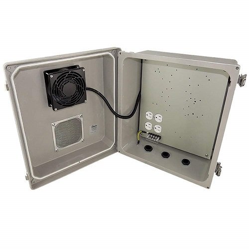 Penutup Berpemanas NEMA Tahan Cuaca Berventilasi Fiberglass dengan Kipas Pendingin