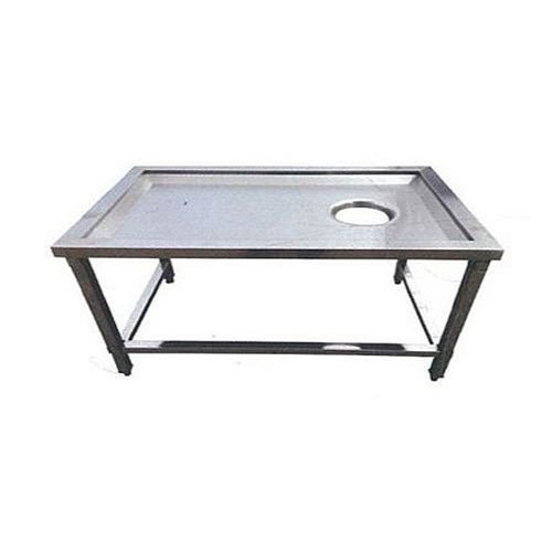 Meja Kerja Stainless Steel dengan Saluran Sampah